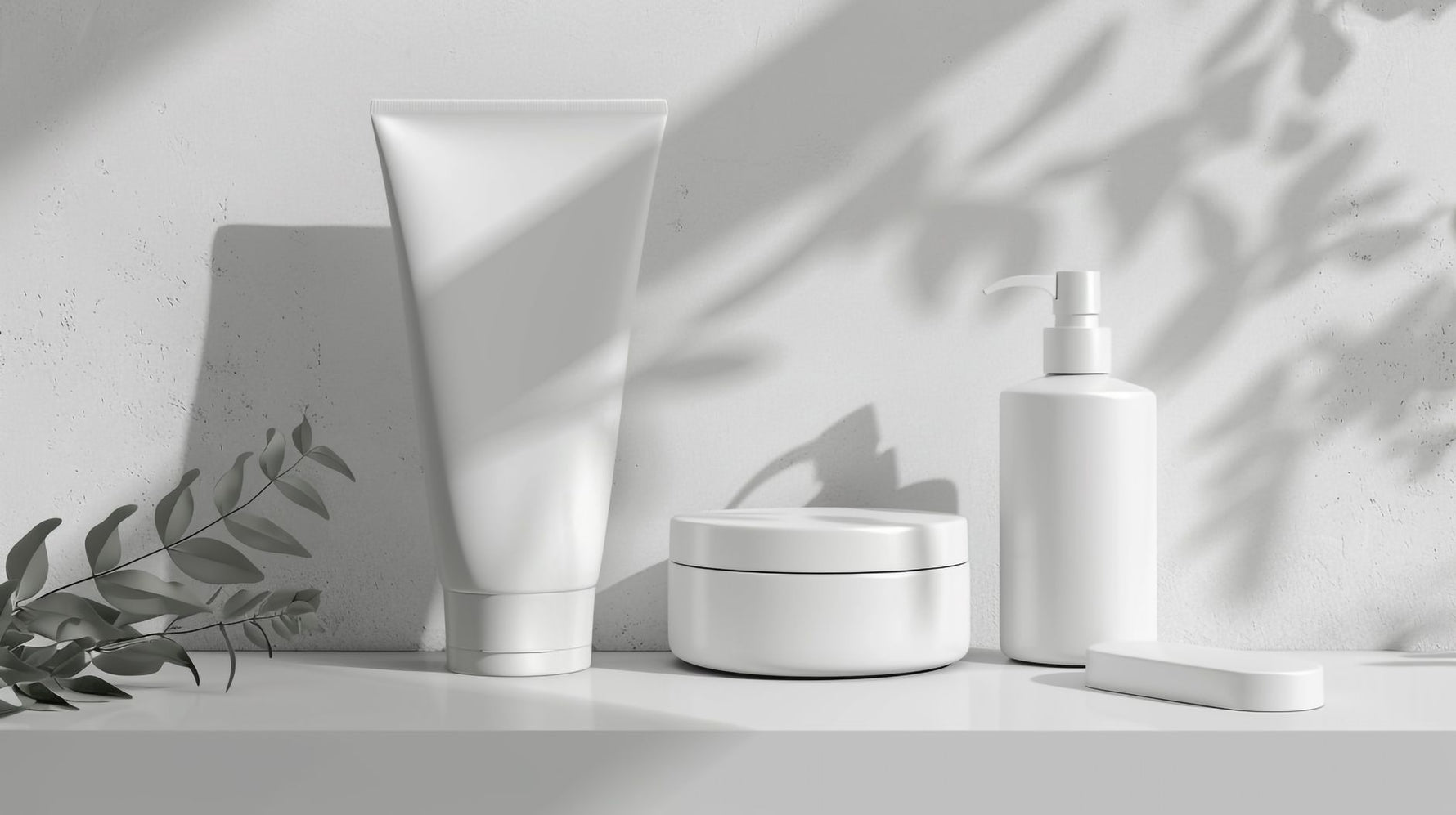 Stylish minimalist bathroom products set in soft shadows for an elegant look.
