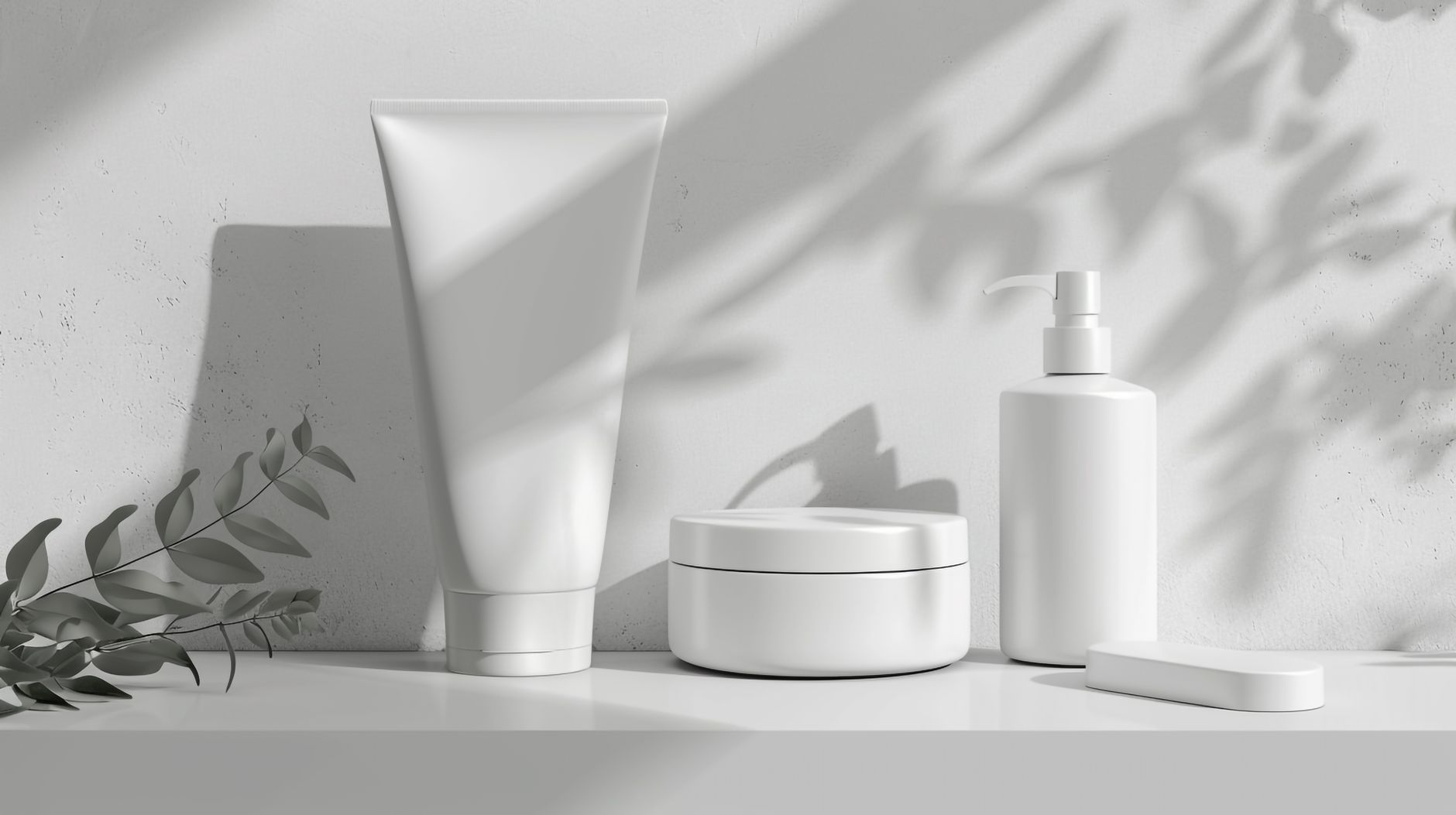 Stylish minimalist bathroom products set in soft shadows for an elegant look.